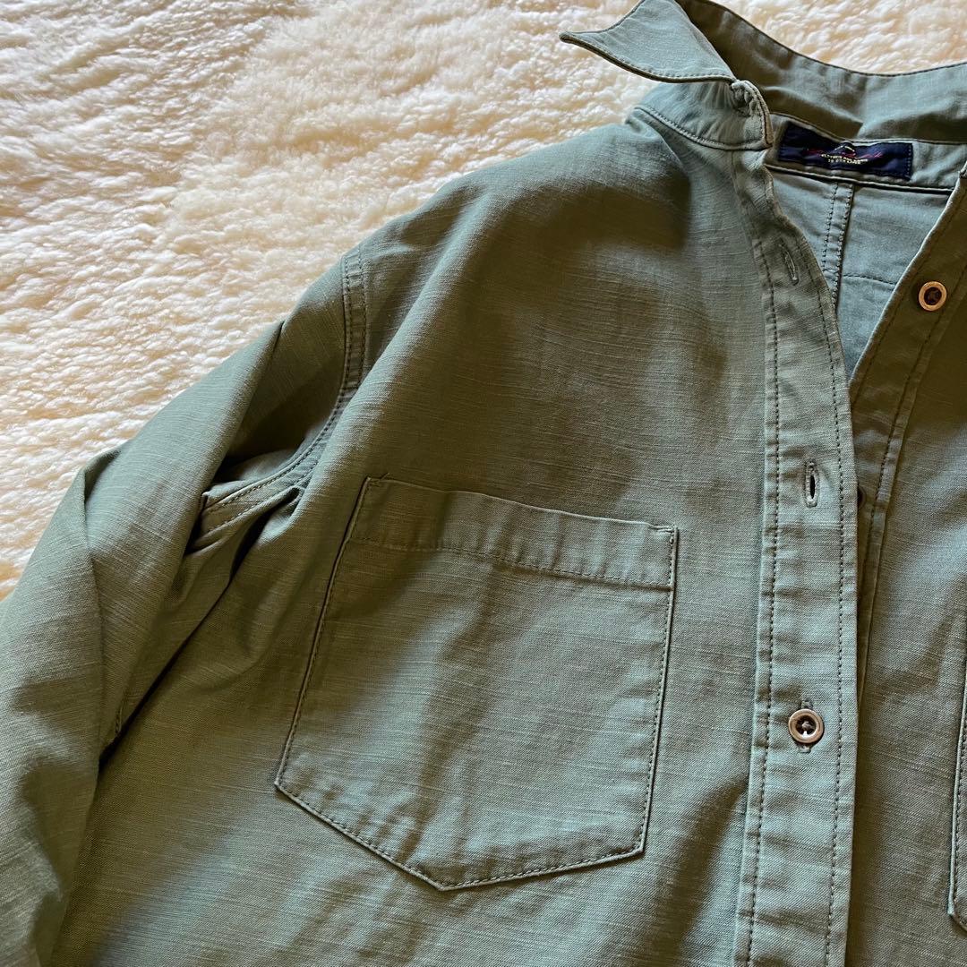 フレームワーク バックサテンミリタリーシャツ ワークシャツ カーキ