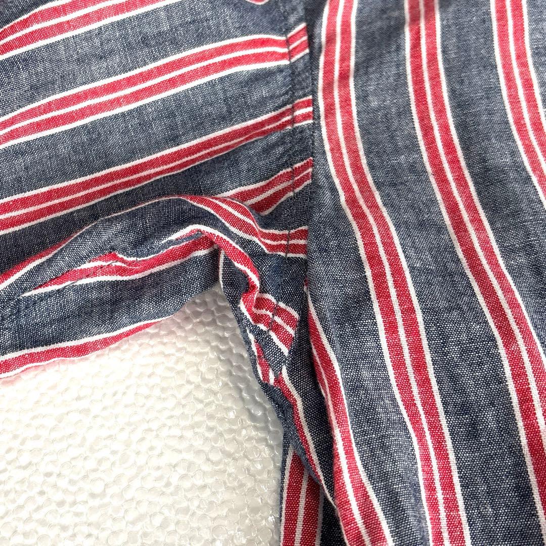 【美品/レデイースM】　45R　45rpm　ボタンダウンシャツ　長袖　ストライプ