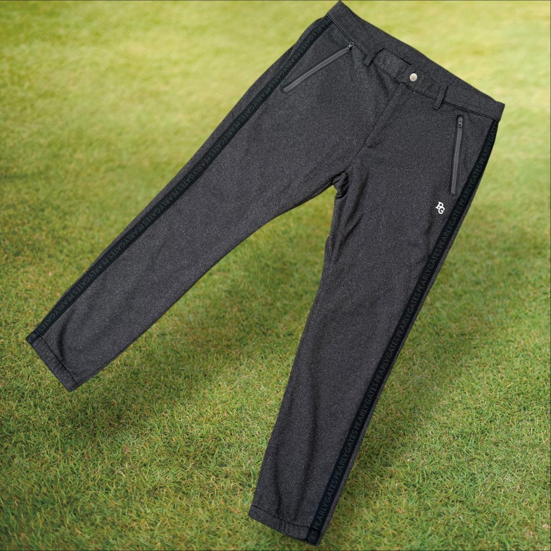 裏起毛　パーリーゲイツ　ジョガーパンツ　XL〜XXL グレー　ロゴサイドライン