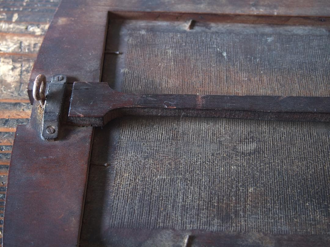 木製フレームの古い鏡 アールデコ 高31cm#家具 工藝/K398