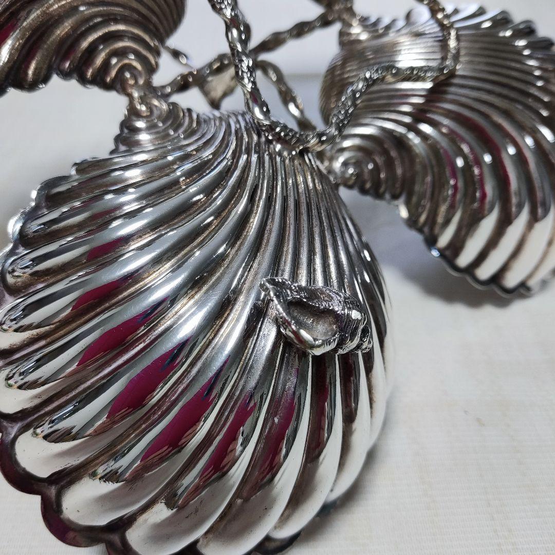 シェル型トレイ　パーティー　オードブルデッシュ　シルバープレート？？アンティーク