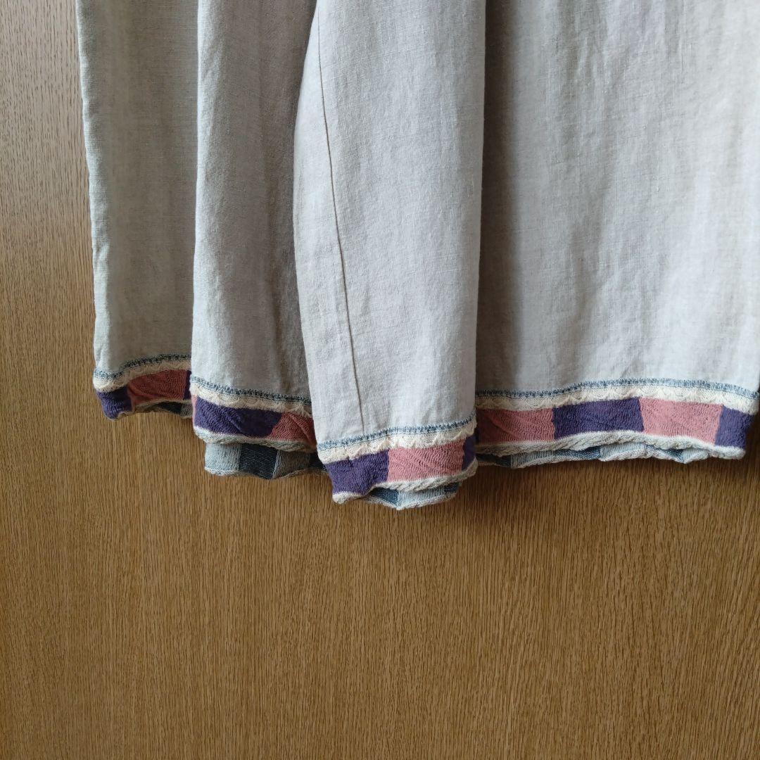 【美品】エムアンドキョウコ　麻100％　ガウチョパンツ ベージュ　2