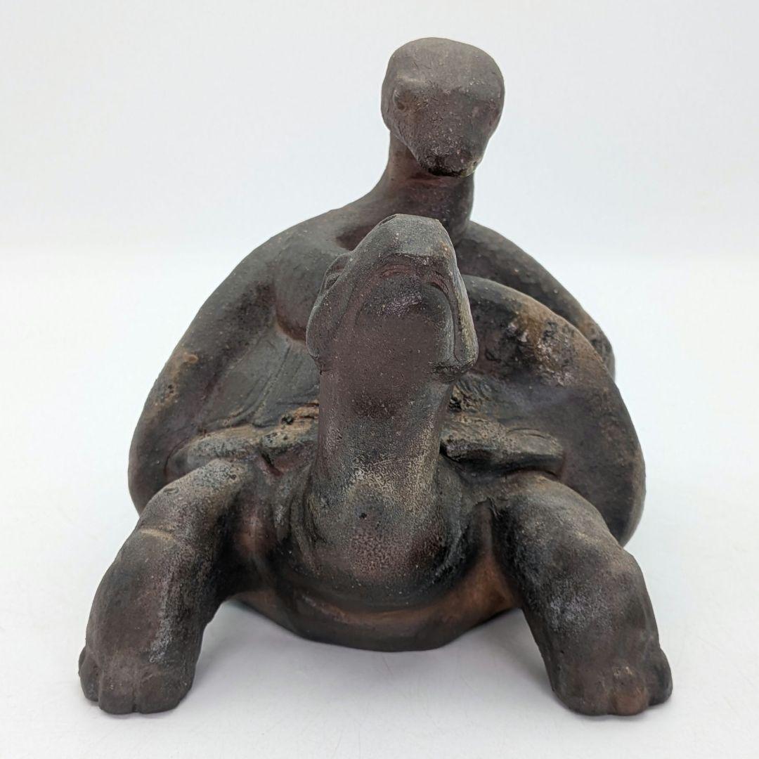 廬山窯 武用君彦 備前焼 干支置物「己巳」 共箱共布 巳年 亀蛇 ヘビ 在銘