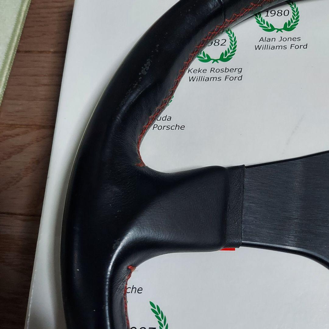 【中古】正規品 ナルディ パーソナル 350mm ステアリング 赤ステッチ