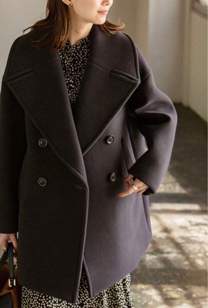 【美品】NOBLE MTRビッグカラーPコート　クリーニング済