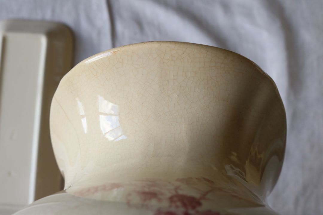 水差し　ピッチャー　ソープディッシュ　セット　小鳥　フランス　アンティーク　赤