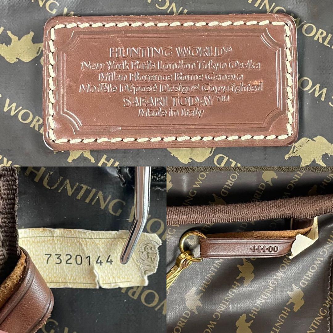 ハンティングワールド　バック　キャンバス　レザー　ロゴ　2way ショルダー