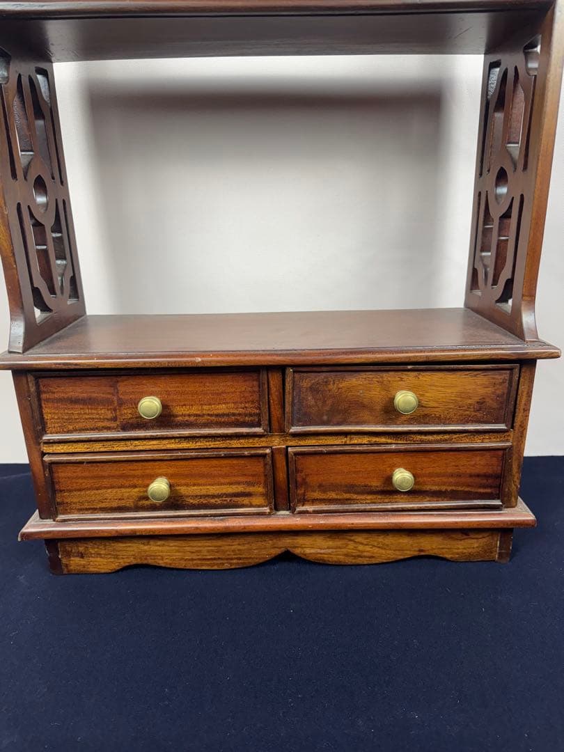 英国アンティークマホガニー材作り 飾り棚 引き出し付き 本棚 ディスプレイ棚