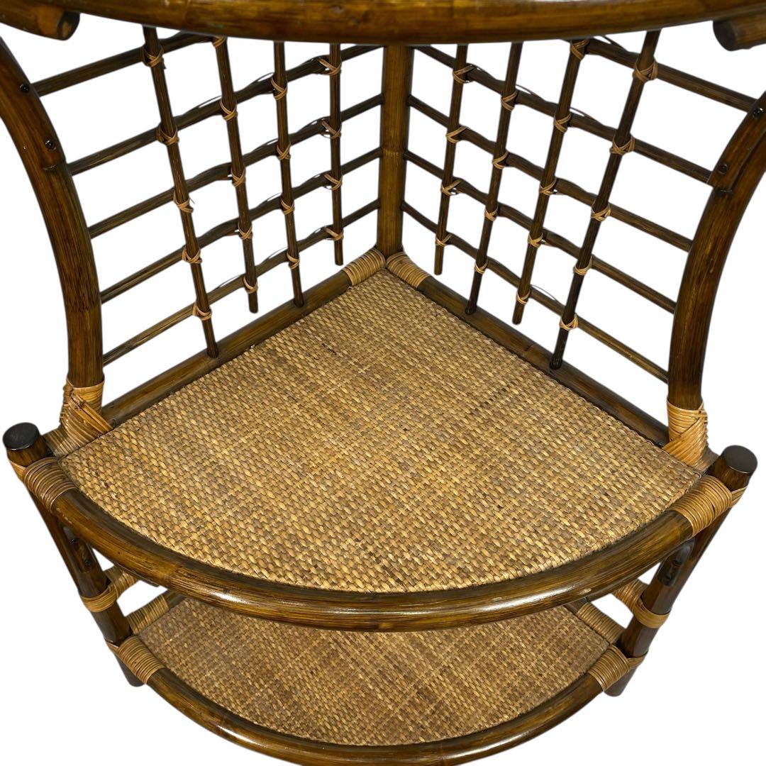 3段ラタンシェルフ 籐のコーナーラック 籐家具 ラタン家具 ラタン棚