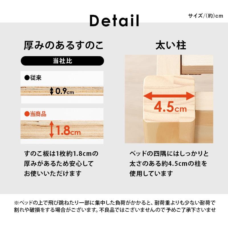 【新品】カントリー調 すのこベッド シングル 3段階高さ調節 コンセント付 頑丈