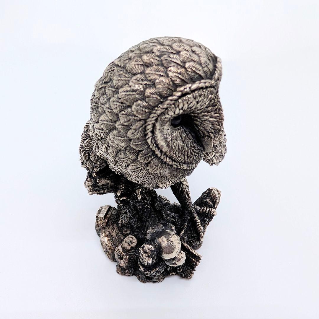 【希少・重量230g】英国 カントリーアーティスト 純銀張り オブジェ フクロウ
