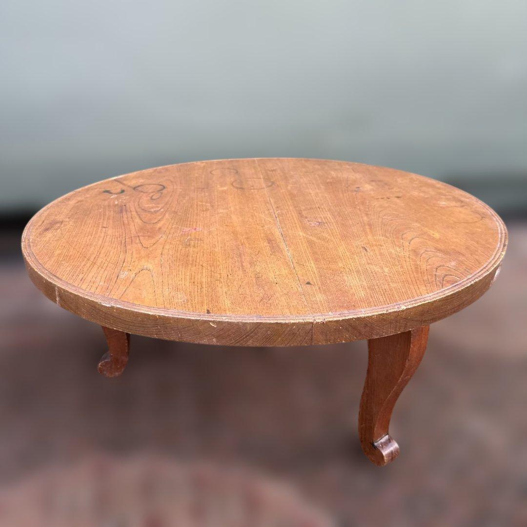 最終お値下げ‼️ヴィンテージ　希少品　猫脚　ちゃぶ台❗️木製円形テーブル