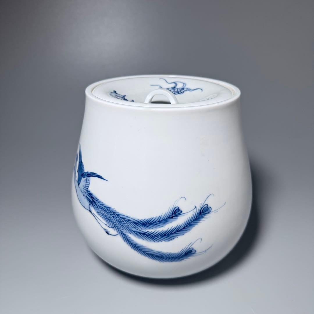 佐賀県重要無形文化財指定　中村清六　作　染付鳳凰図水指　共箱　茶道具　裏千家