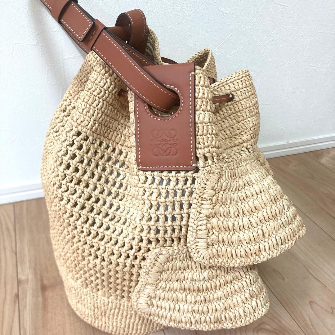 sky　新品Loeweかごバック　ラッフルバルーンバッグラフィア＆カーフ