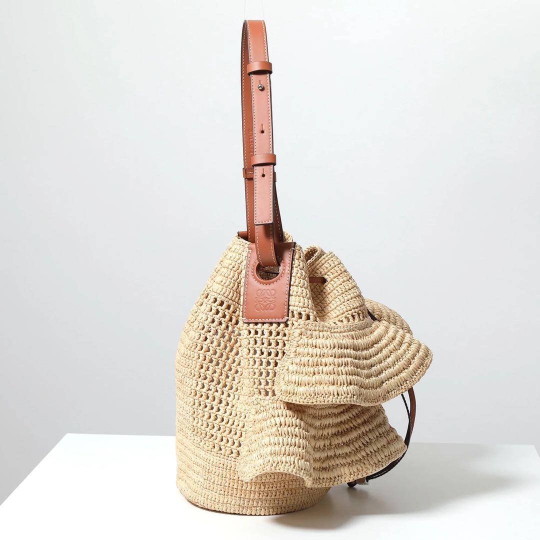 sky　新品Loeweかごバック　ラッフルバルーンバッグラフィア＆カーフ
