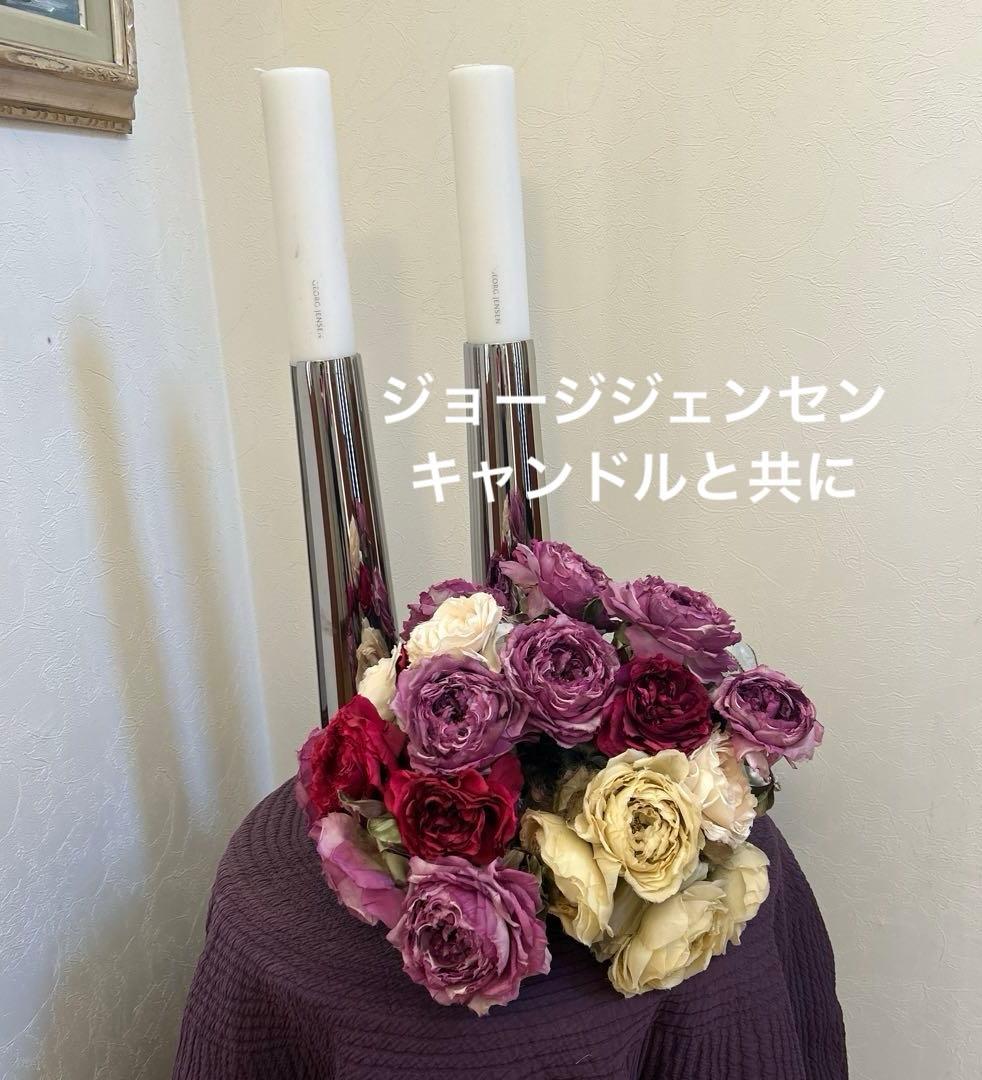 染め花　大輪のバラの花束　アートフラワー　ハンドメイド　リボン付き