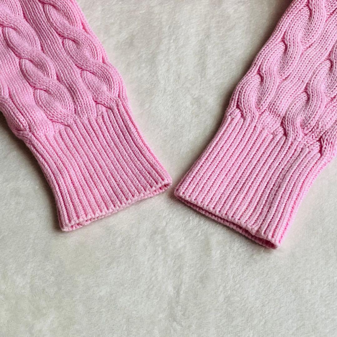 ポロラルフローレン太ケーブルコットンカーディガン大人気カラーピンク