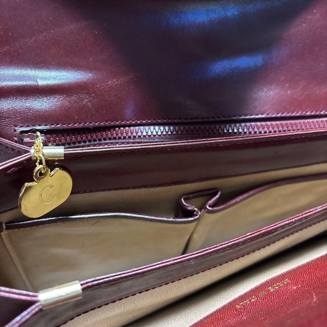 CELINE トリオンフ ヴィンテージショルダーバッグ ボックス レザーボルドー