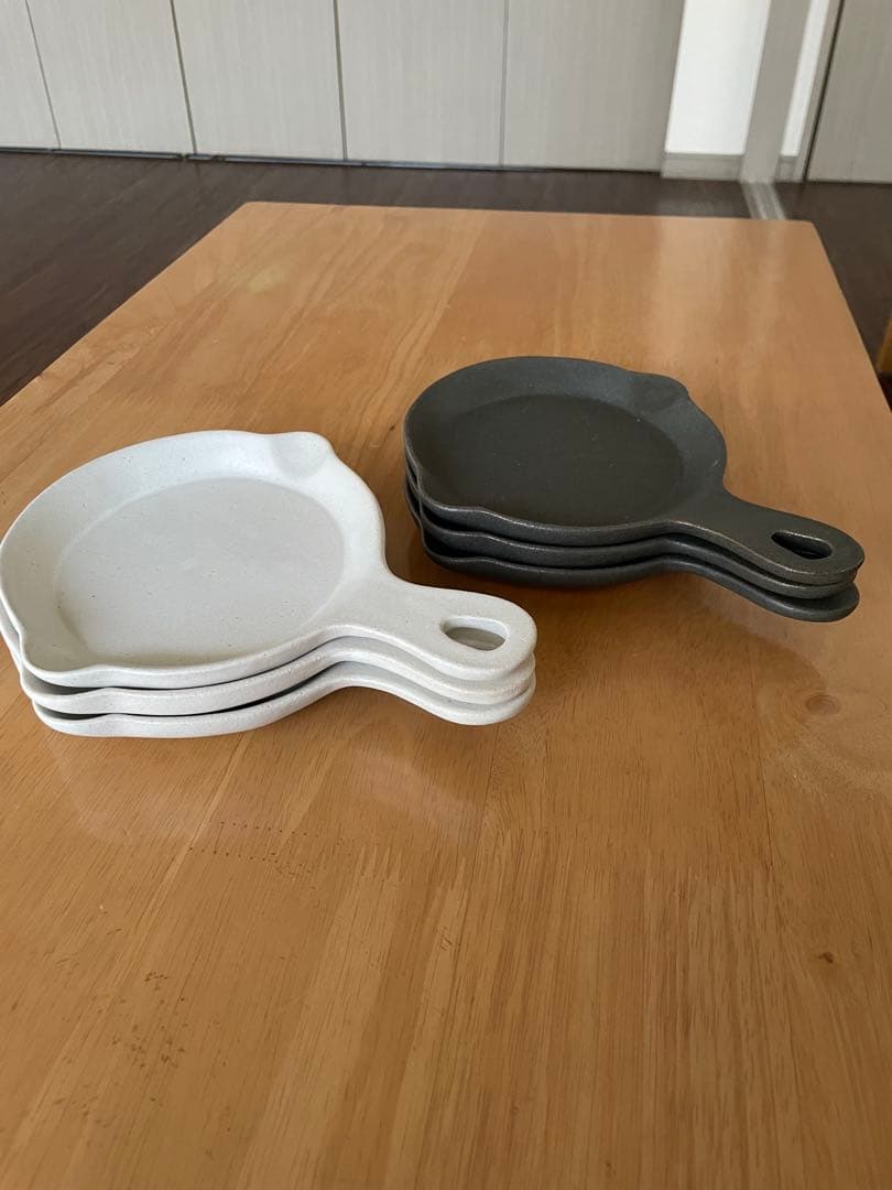 よしざわ窯フライパン皿チャコール3枚ホワイト3枚6枚セット