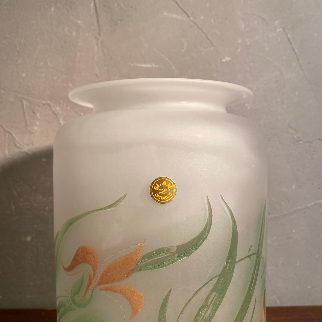 イタリア製 ヴィンテージ ガラスフラワーベース アール・ヌーヴォー 未使用品