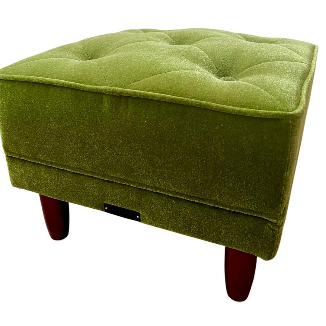 美品 カリモク60 X36206 QD モケットグリーン オットマン