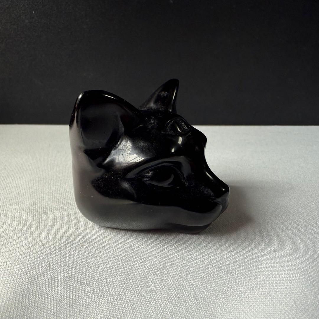 【❣️❣️❣️Aceth❤❤❤】天然石オブシデイアンの猫　NO.020605
