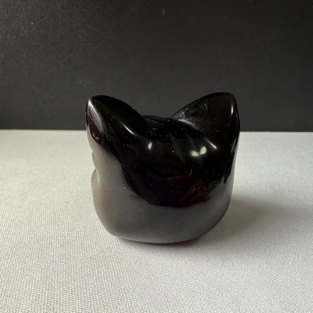 【❣️❣️❣️Aceth❤❤❤】天然石オブシデイアンの猫　NO.020605