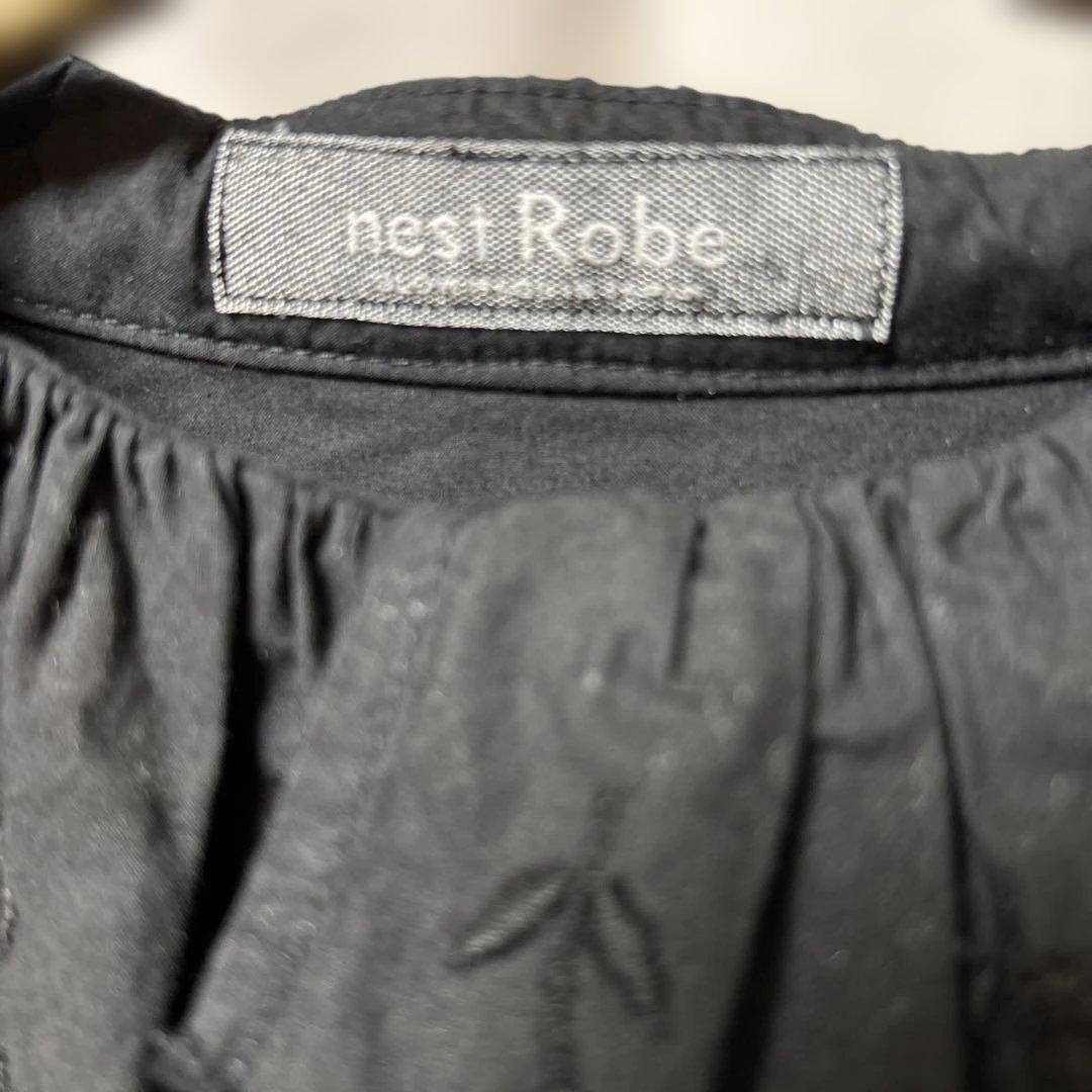 nest Robe ネストローブ フリル カラー 袖口 黒シャツ ブラウス