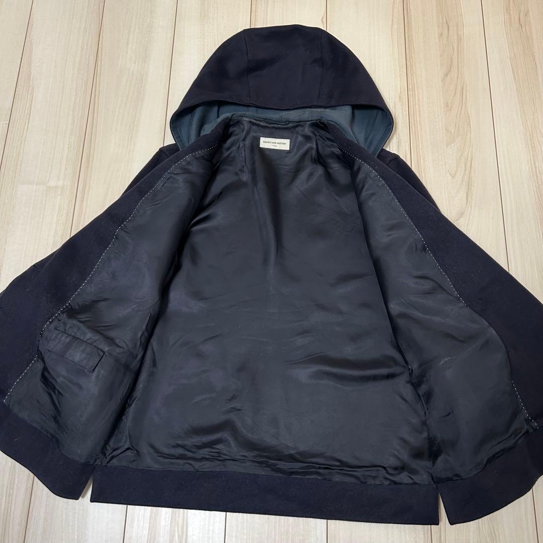 【美品】dries van noten フーデッドコート ピーコート ネイビー