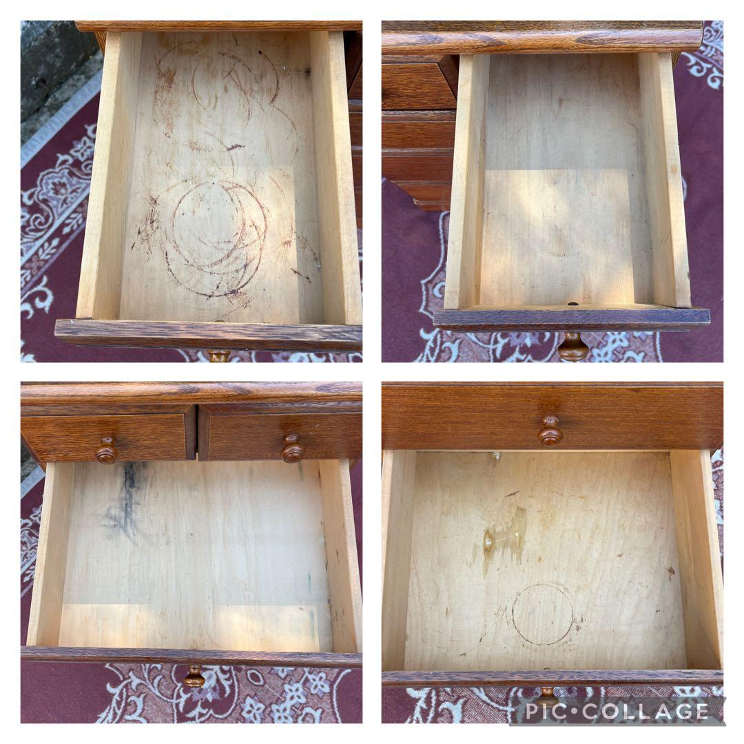 古家具ビンテージ品◾️オーク材突板 引き出し5杯 整理棚 収納棚 木製キャビネット