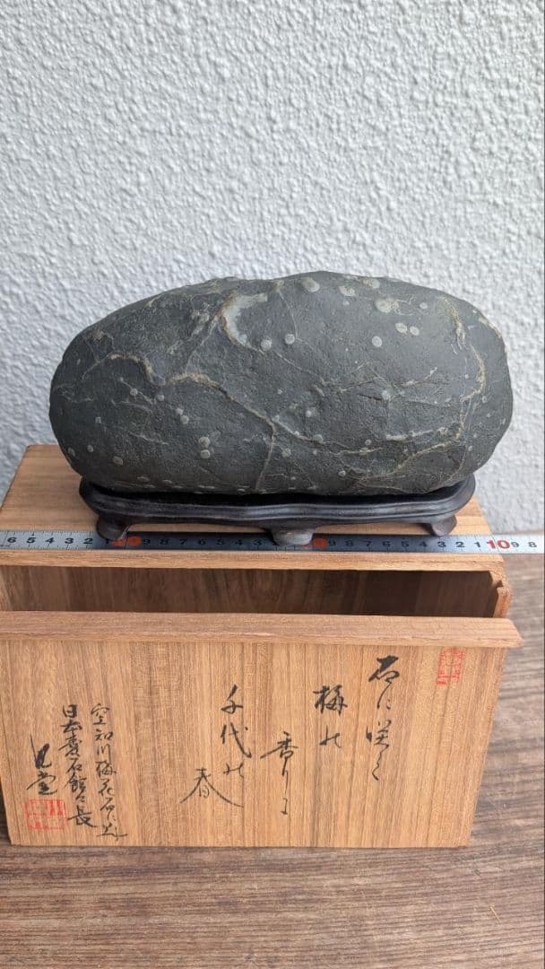 北海道 空知川 梅花石 銘 和音 一雨会師範 園藤雨園翁遺愛石