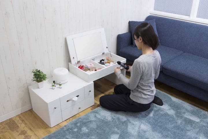 新品　多機能　ドレッサー　伸縮式　ホワイト　コンパクト　ワイド