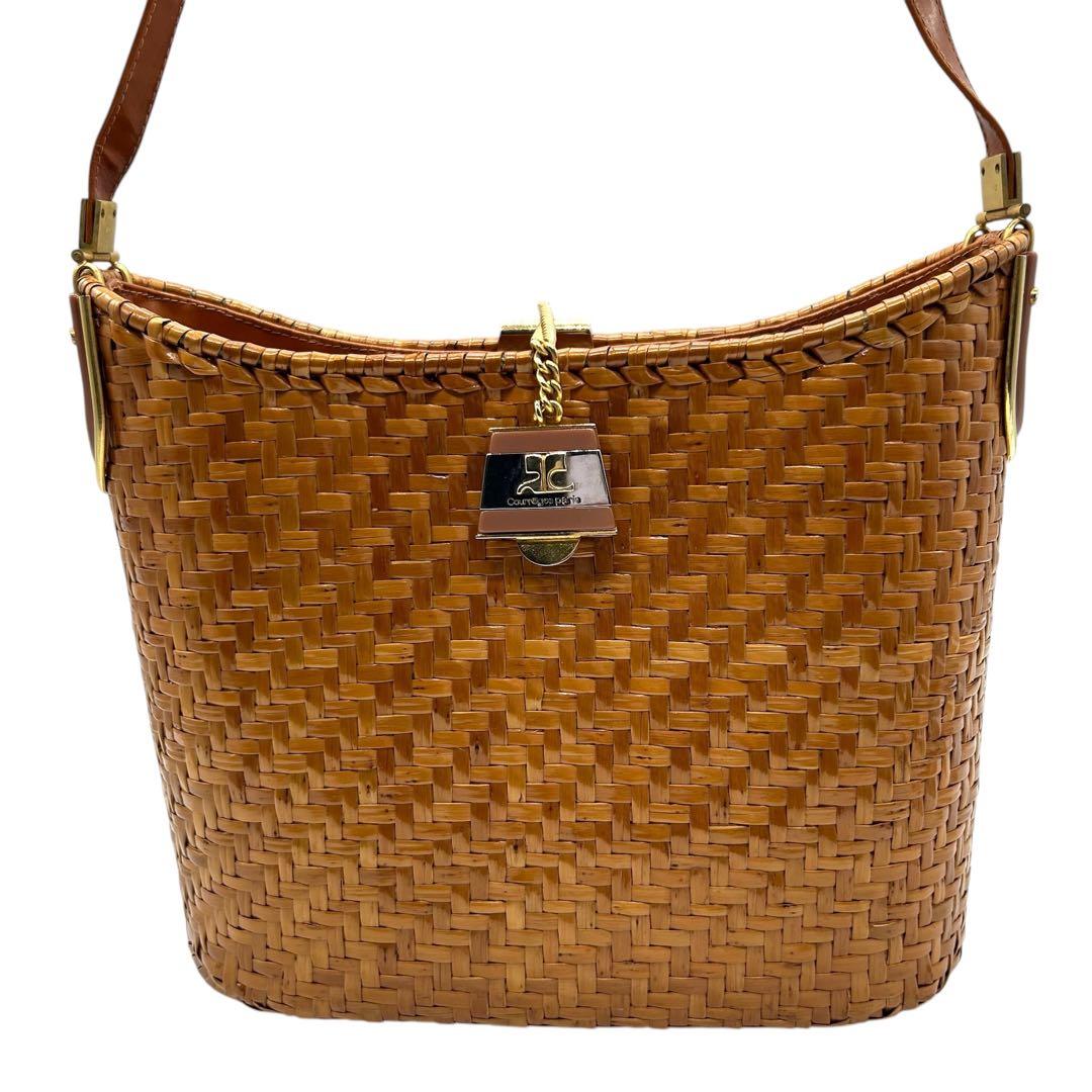 良品 1091 クレージュ カゴバッグ ワンショルダーバッグ ブラウン