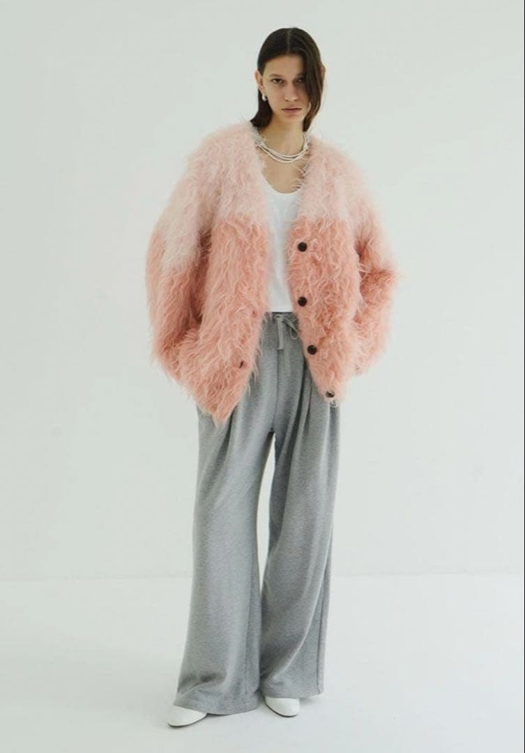 トップス clane BI COLOR SHAGGY KNIT CARDIGAN