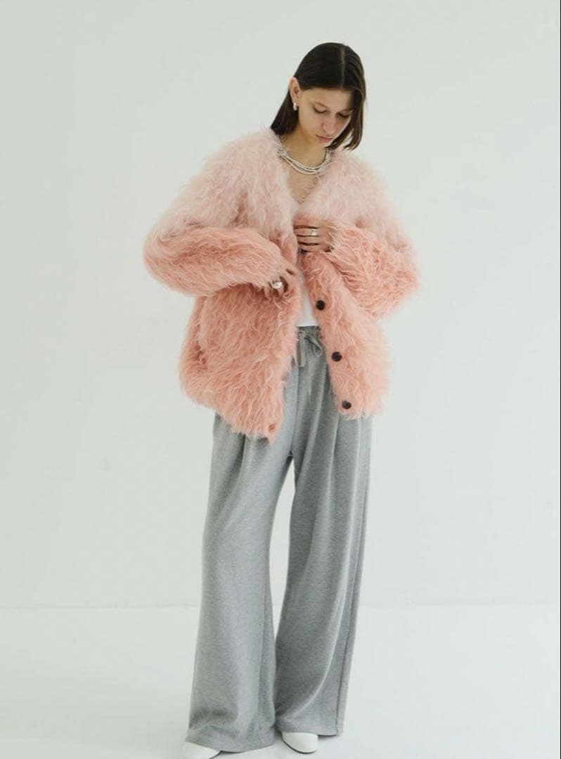 トップス clane BI COLOR SHAGGY KNIT CARDIGAN