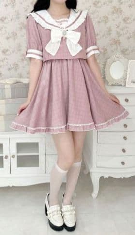 ぽ*こ様 ※即完売！新品★ROJITAチェック柄レースデカリボンセーラーワンピー