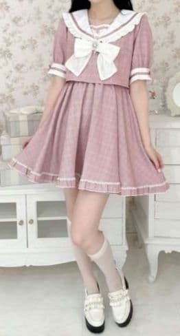 ぽ*こ様 ※即完売！新品★ROJITAチェック柄レースデカリボンセーラーワンピー