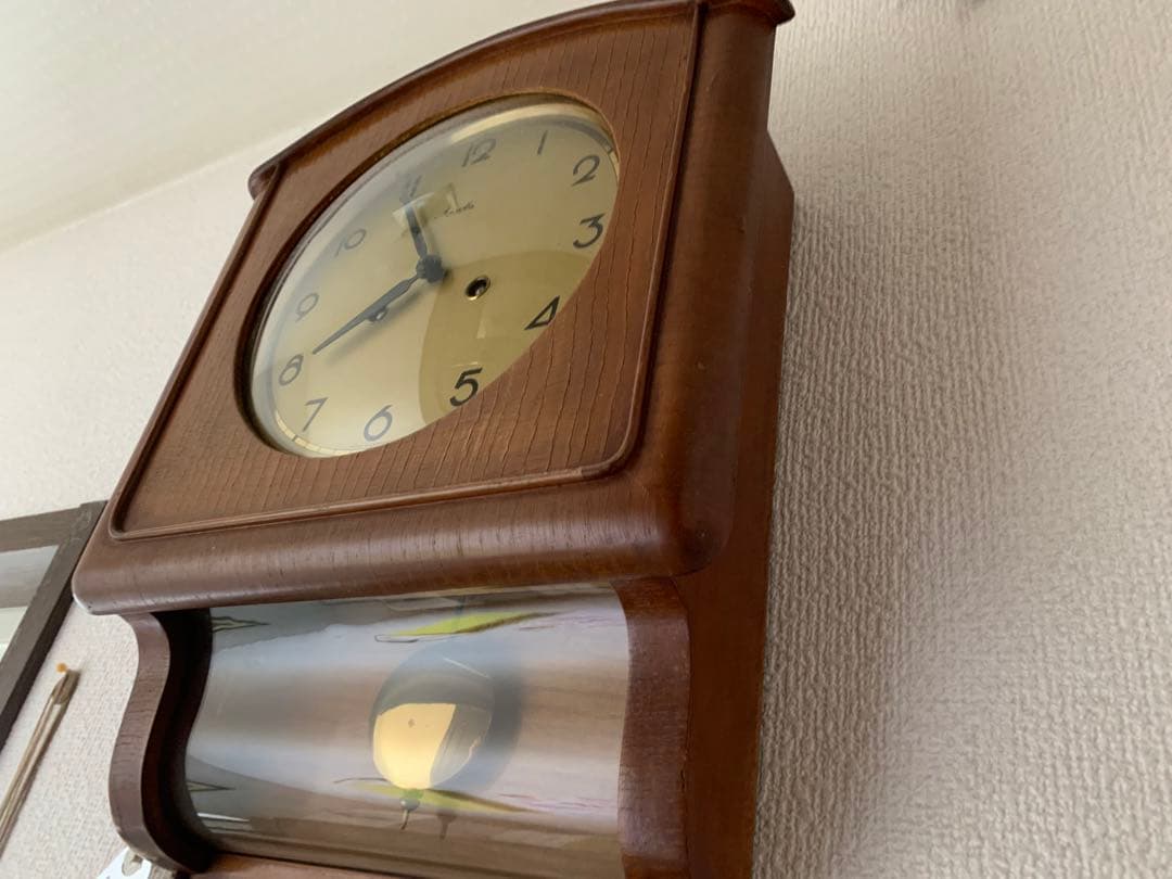 振り子時計Mauthe アンティーク時計 木製 2連打ち壁掛け古時計レトロ