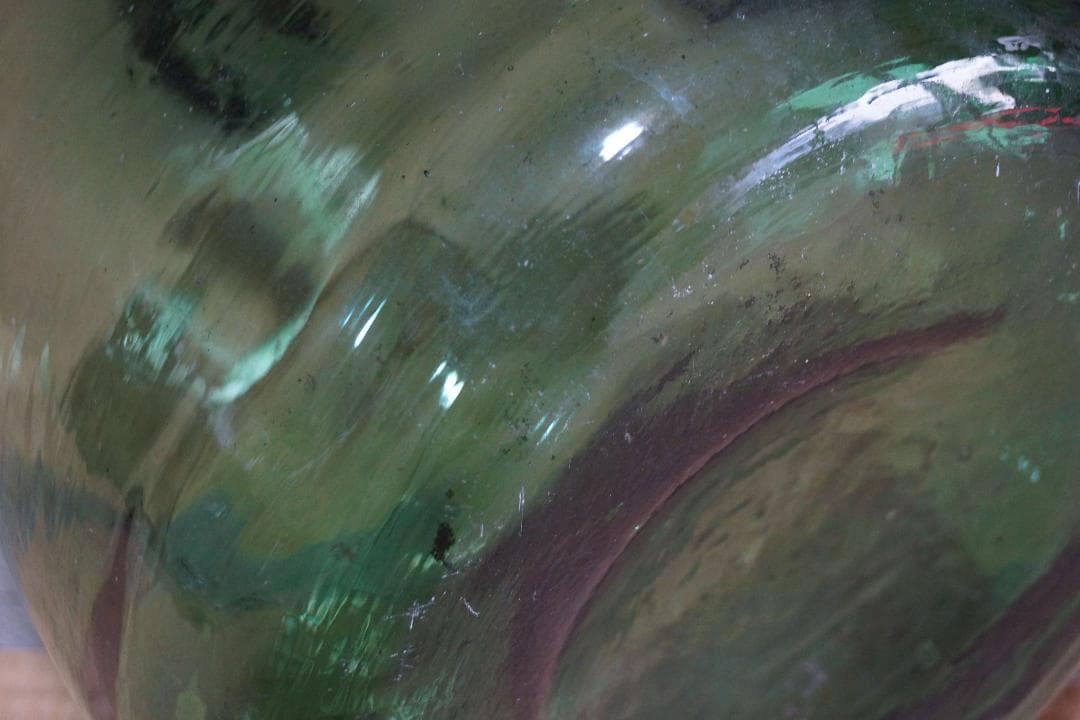 特大デミジョンボトル ガラスビン 古いガラス 美しい気泡と色合いインテリア花瓶