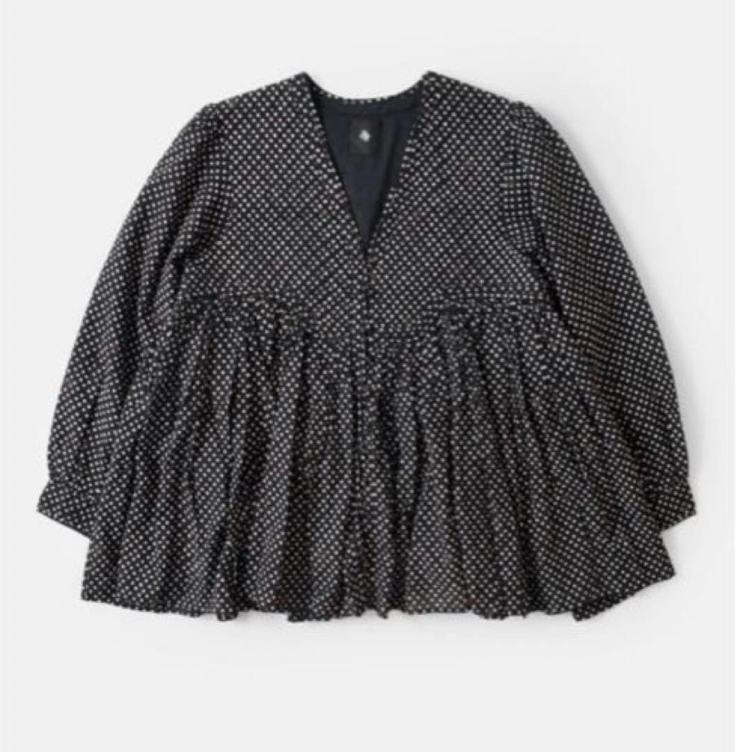 メゾン ド ソイル　80s コットン ブロック プリント Vネック シャツ