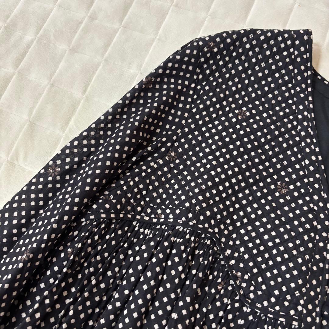 メゾン ド ソイル　80s コットン ブロック プリント Vネック シャツ