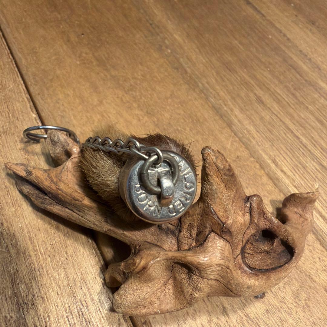 USA製 ビンテージラビットフットキーチェーン ラッキーチャーム　アメリカ　茶