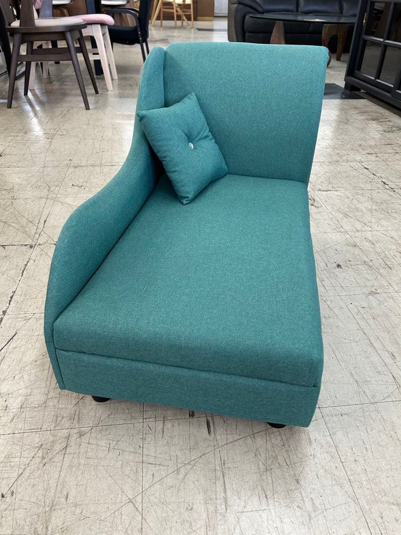 キッズ、ペット用片側アームソファ　アクアブルー