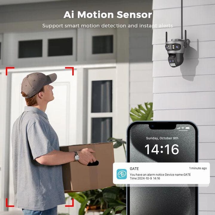 2000万画素 防犯カメラ 10xズーム WiFiカメラ 人物検知 スマホ通知