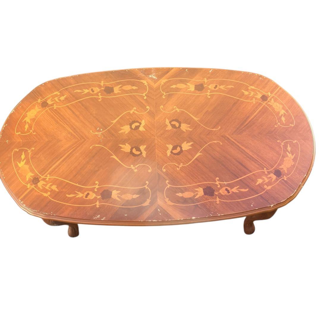 イタリア製　象がんシリーズ リビングテーブル 幅100cm アンティーク　猫脚