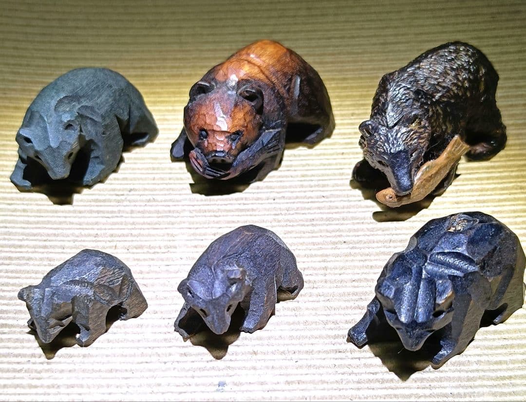 レトロ 極小 超ミニ 木彫熊 6点 希少 豆熊 激安
