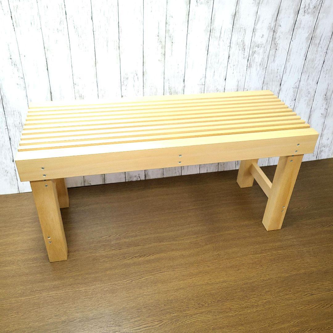 No14164【白木】木製 縁台、えんだい、腰掛け、ベンチ【脚折りたたみ式】