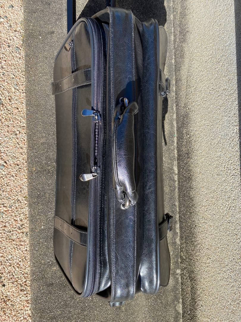 【希少】ダレスバッグ型キャリーバッグ オールレザー ブラック 自立型 2段階