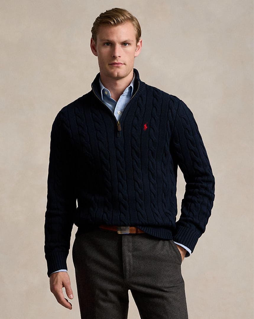 Ralph Lauren ハーフジップケーブルセーター