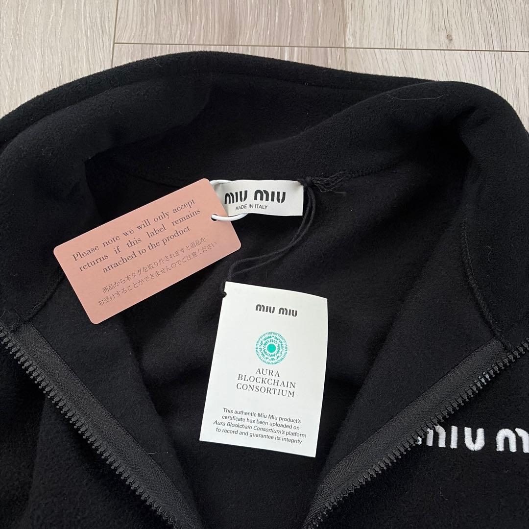 タグ付き　miumiu コットンフリース ジップスウェットシャツ XS